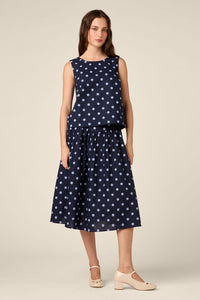 Princess Highway - Mia Polka Dot Shell Top - navy