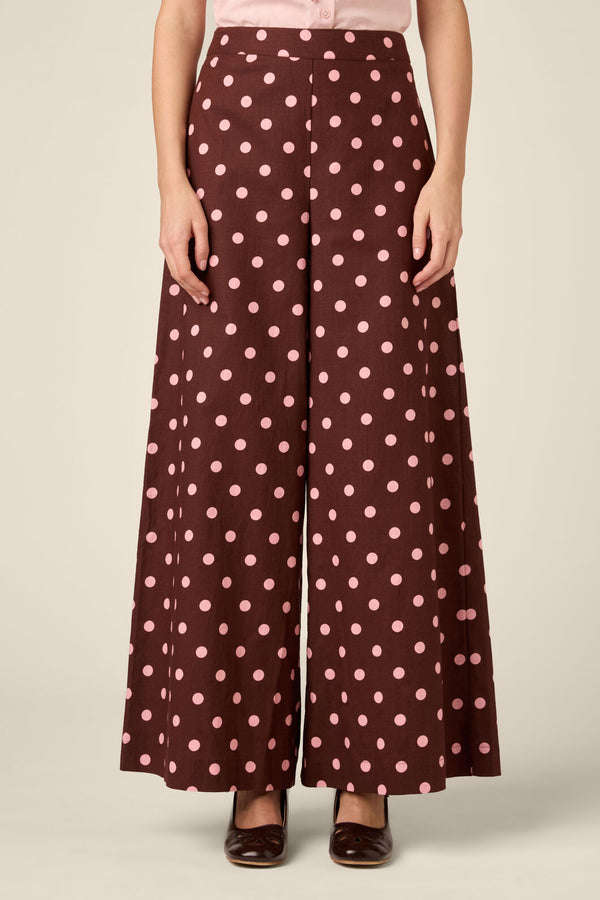 Princess Highway - Mia Polka Dot Pant - chocolate