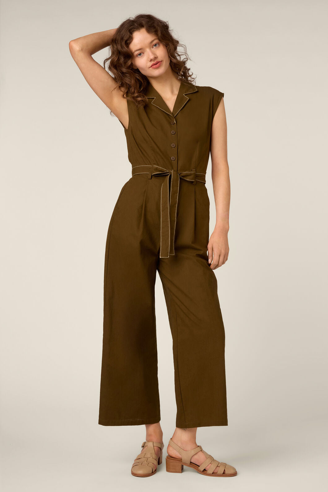 Princess Highway - Emma Contrast Stitch Jumpsuit - olive