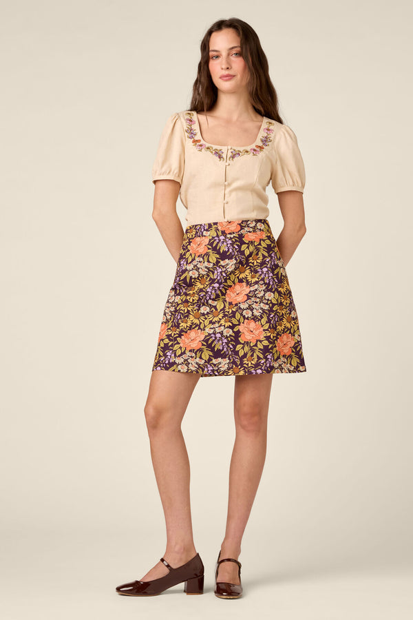 Princess Highway - Adelaide Floral Mini Skirt - plum