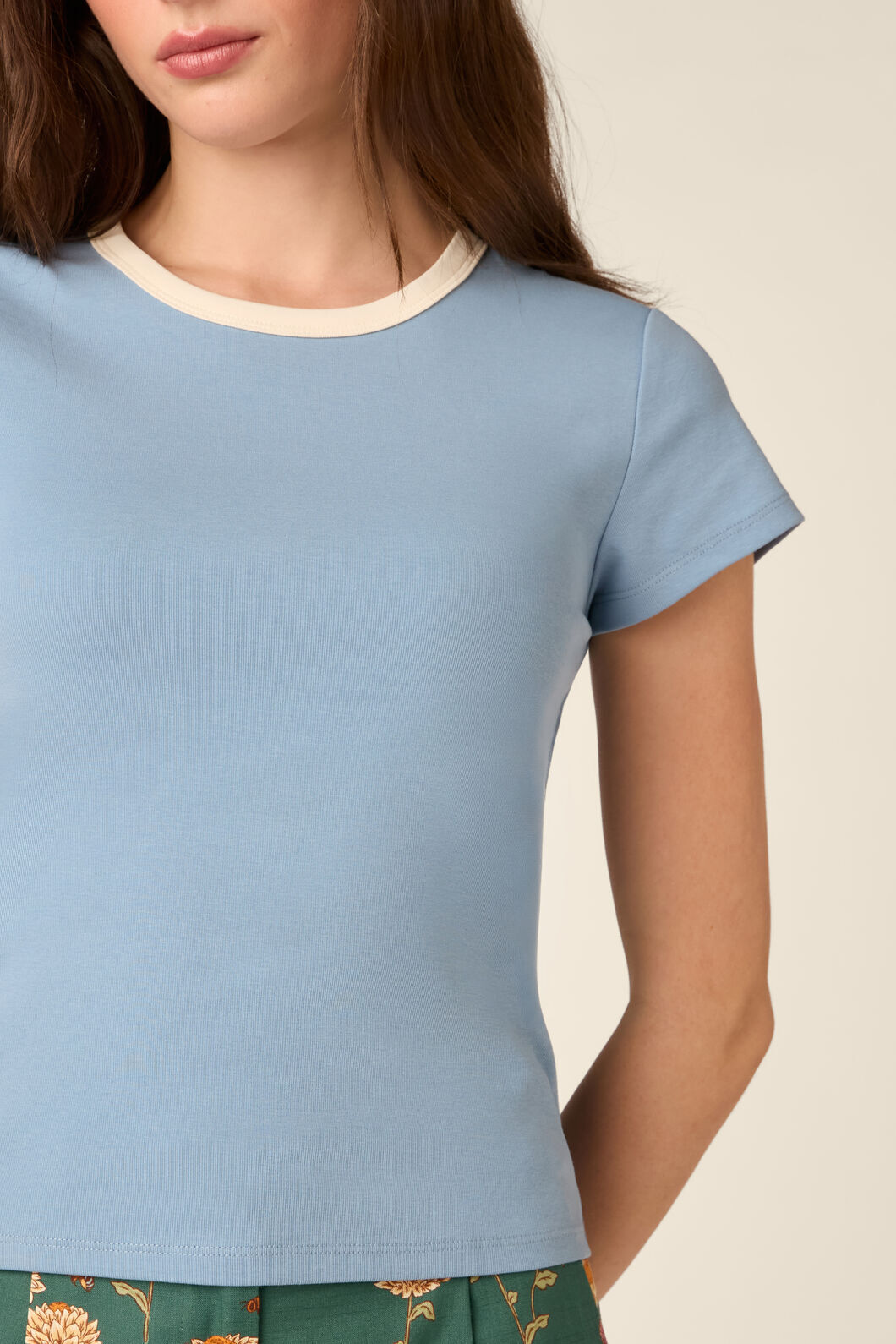 Princess Highway - Jodie Contrast Bind Ringer Tee - blue