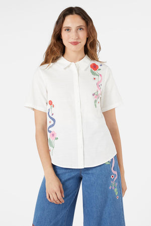 Princess Highway - Snake Embroidered Blouse - cream
