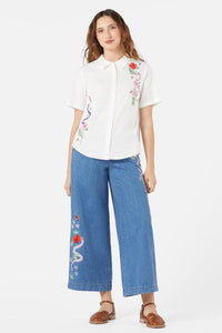 Princess Highway - Snake Embroidered Blouse - cream