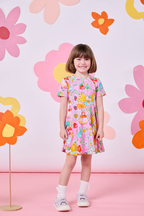 Princess Highway - Fairies Kids Skater Dress - pink
