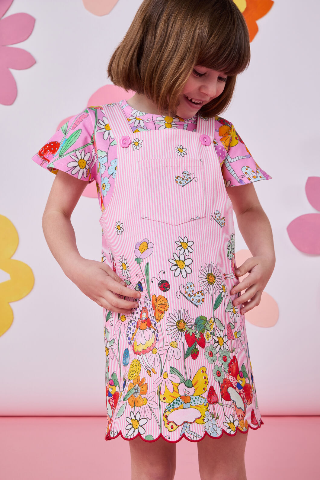 Princess Highway - Fairies Kids Stripe Pinafore - pink