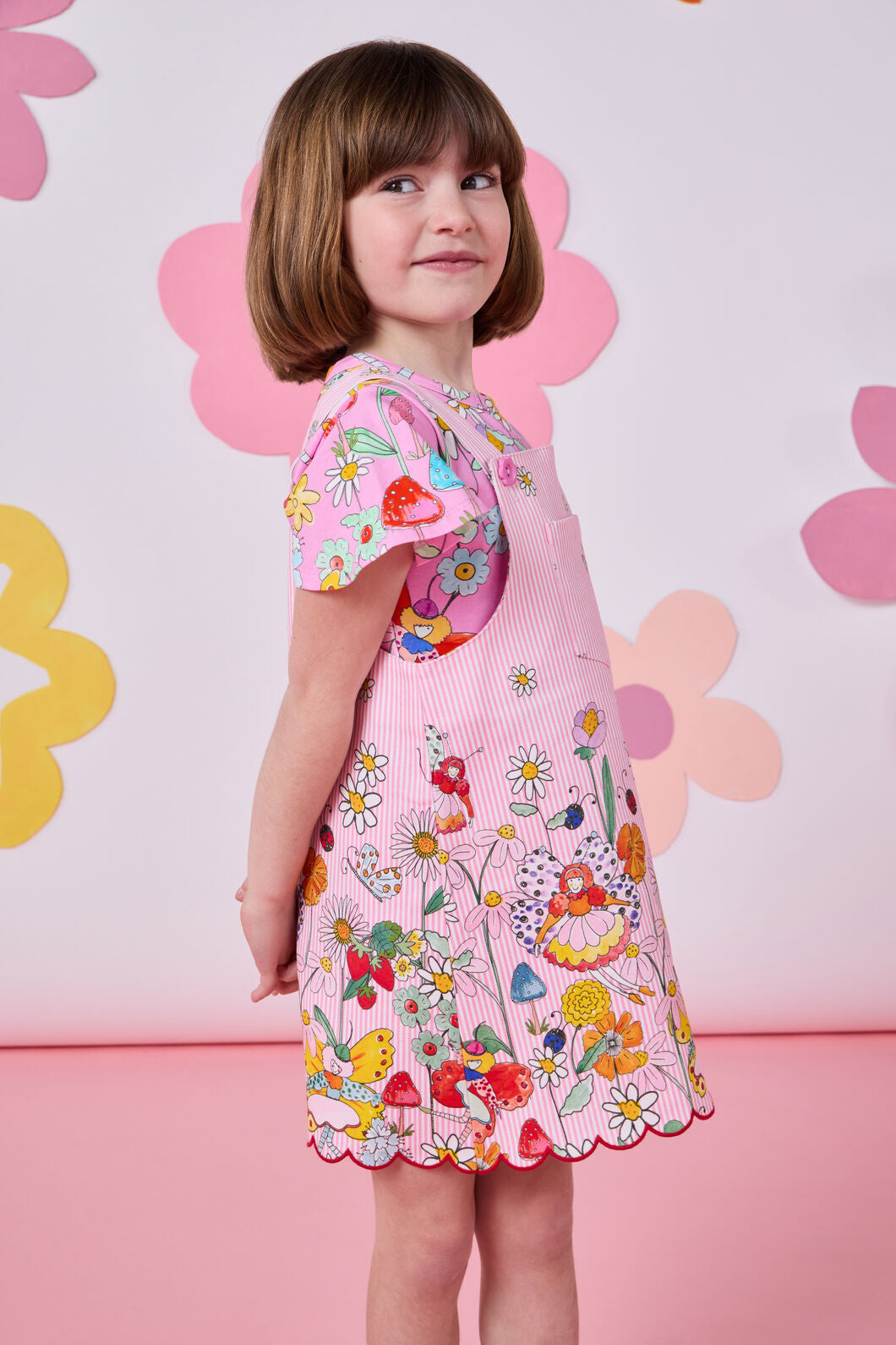 Princess Highway - Fairies Kids Stripe Pinafore - pink