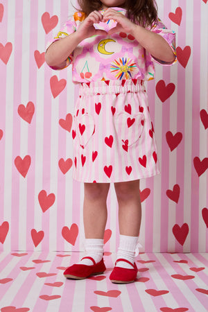 Princess Highway - Heart Stripe Kids Skirt - pink