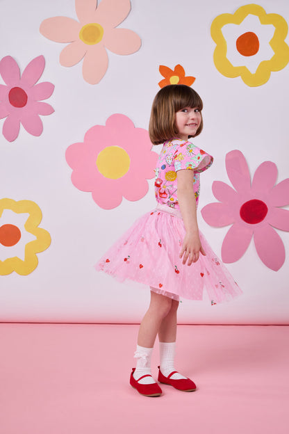 Princess Highway - Cherry Emb Kids Skirt - pink