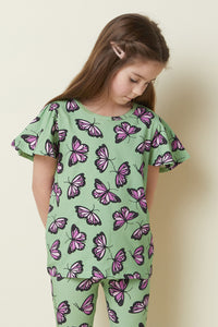 Princess Highway - Flutter Kids Frill Tee - green