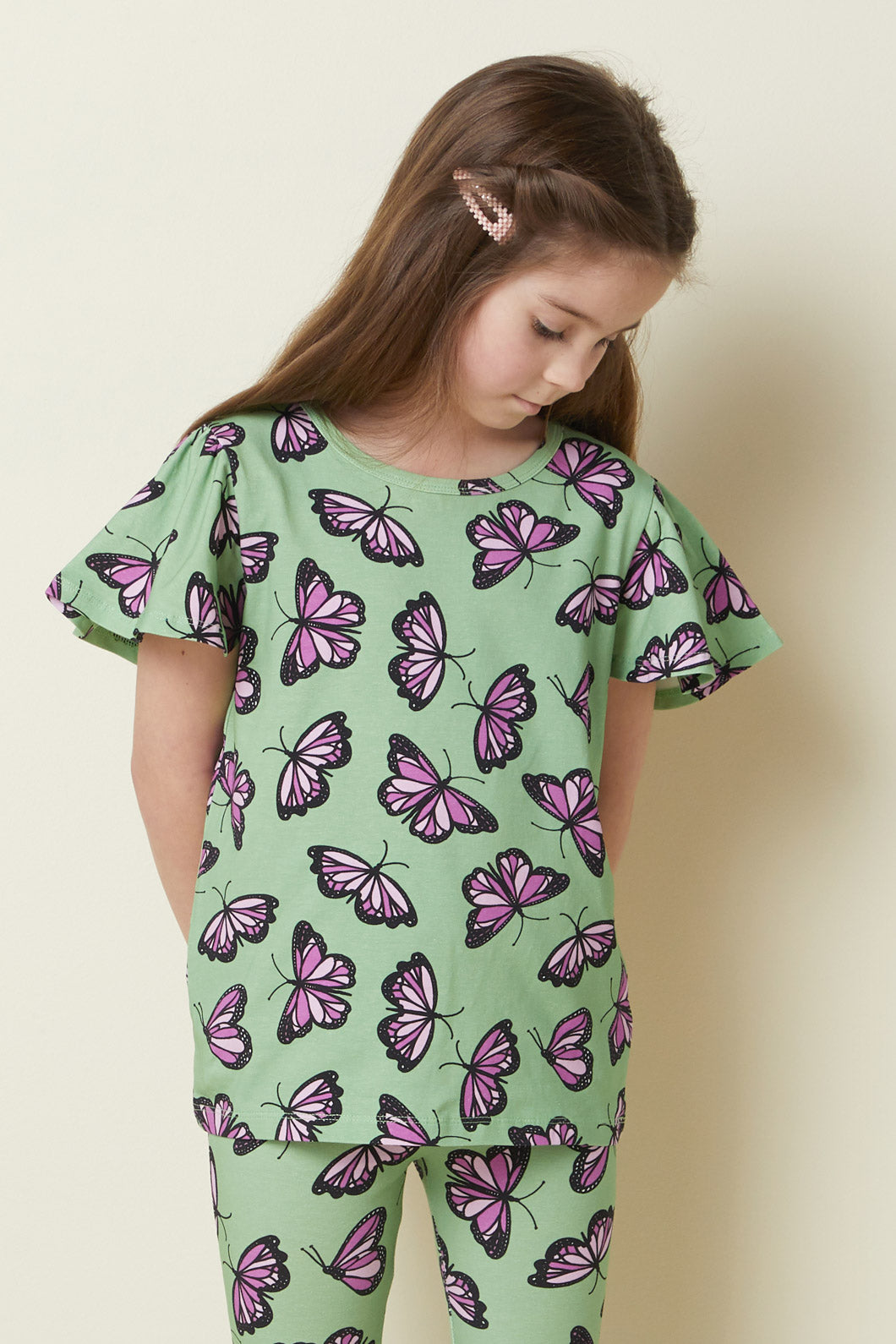 Princess Highway - Flutter Kids Frill Tee - green