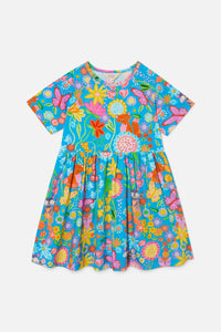 Princess Highway - Folk Flower Kids Dress - blue