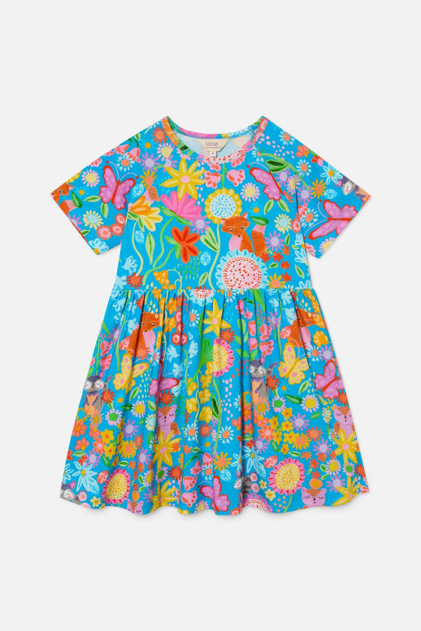 Princess Highway - Folk Flower Kids Dress - blue