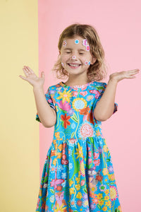 Princess Highway - Folk Flower Kids Dress - blue