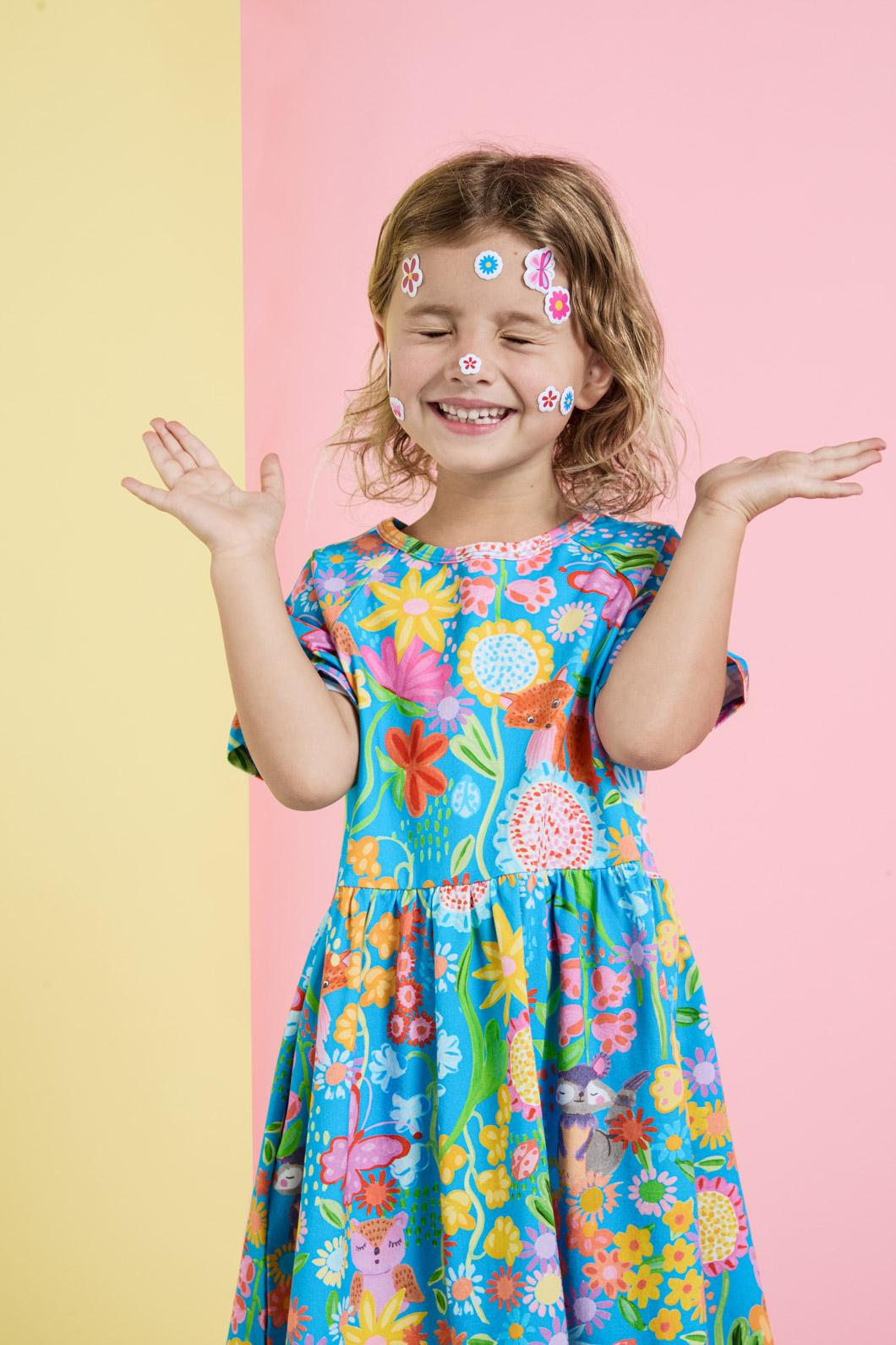 Princess Highway - Folk Flower Kids Dress - blue