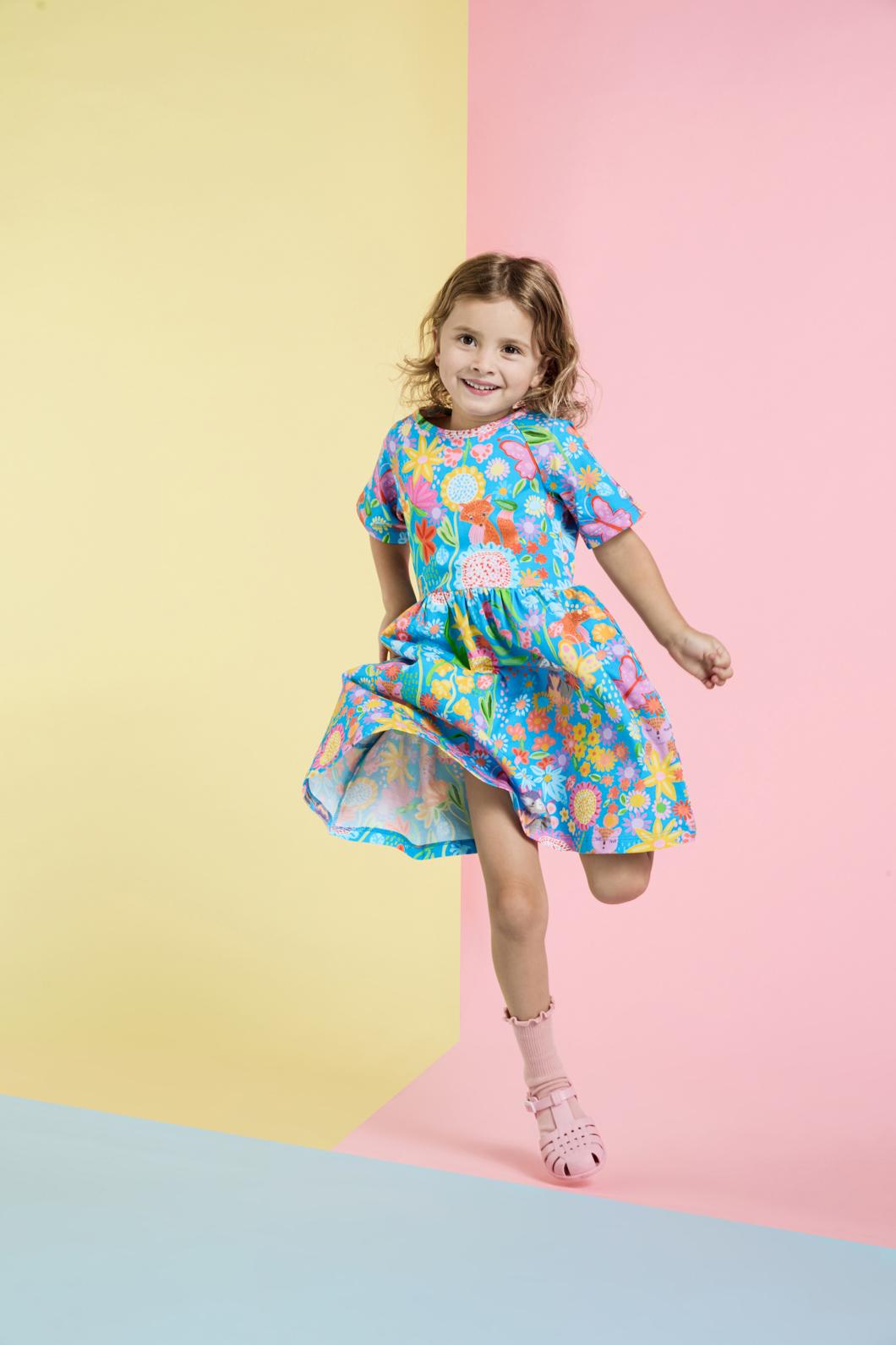 Princess Highway - Folk Flower Kids Dress - blue