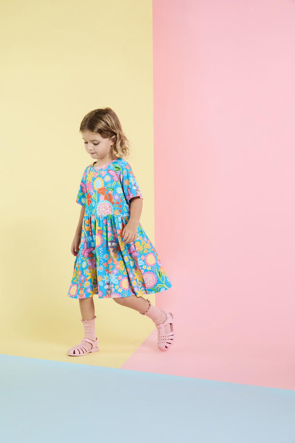 Princess Highway - Folk Flower Kids Dress - blue