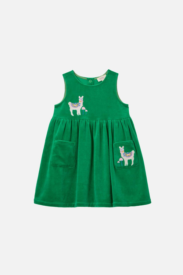 Princess Highway - Llama Kids Velour Tunic - green