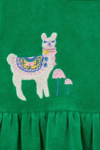 Princess Highway - Llama Kids Velour Tunic - green