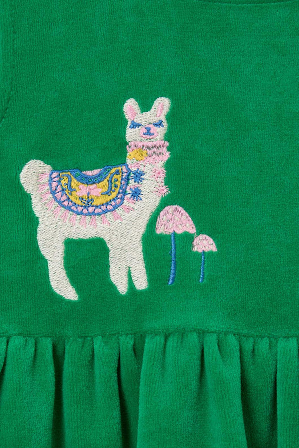 Princess Highway - Llama Kids Velour Tunic - green