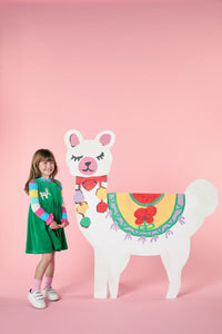 Princess Highway - Llama Kids Velour Tunic - green