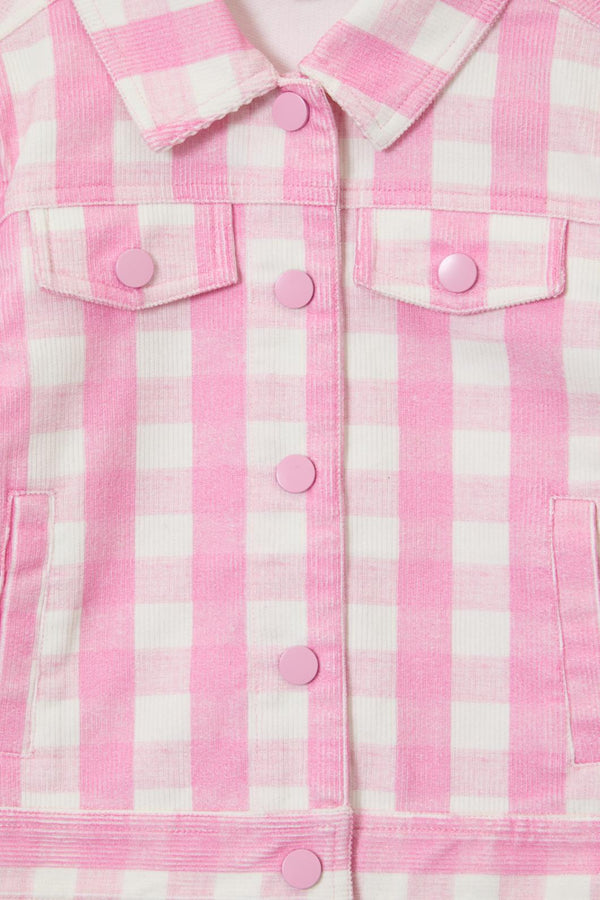 Princess Highway - Gingham Kids Cord Jacket - pink