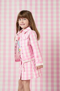 Princess Highway - Gingham Kids Cord Jacket - pink