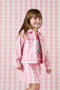 Princess Highway - Gingham Kids Cord Jacket - pink