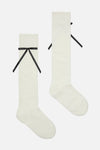 Princess Highway - White Knee High Rib Bow Sock - white