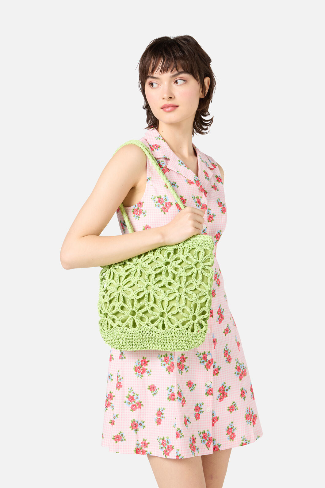 Princess Highway - Mint Flower Straw Bag - mint