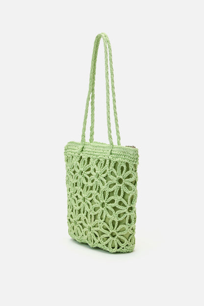 Princess Highway - Mint Flower Straw Bag - mint