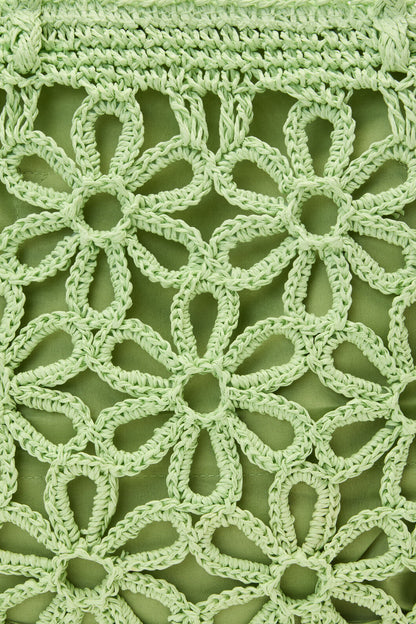 Princess Highway - Mint Flower Straw Bag - mint