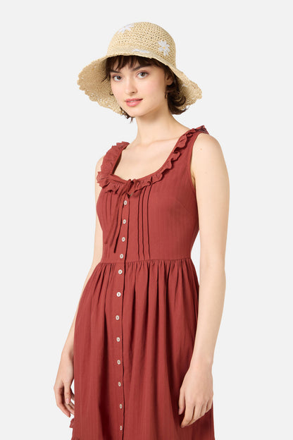 Princess Highway - Daisy Embroidery Straw Hat - natural