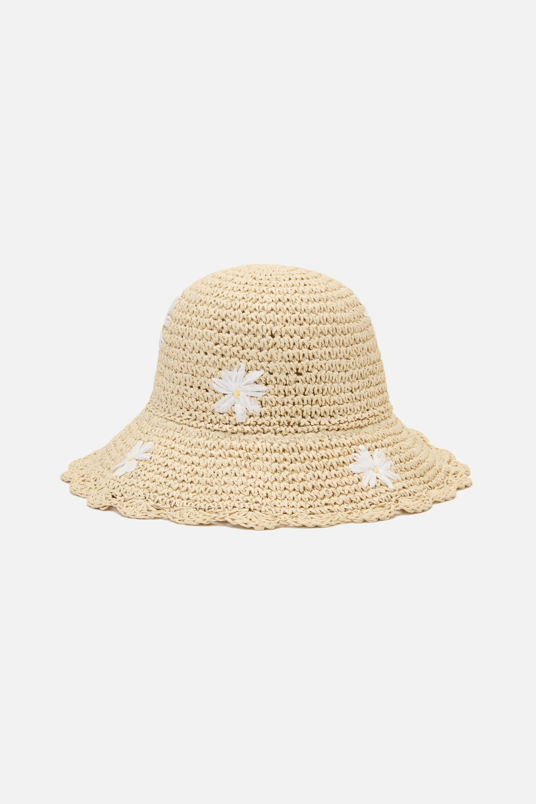 Princess Highway - Daisy Embroidery Straw Hat - natural