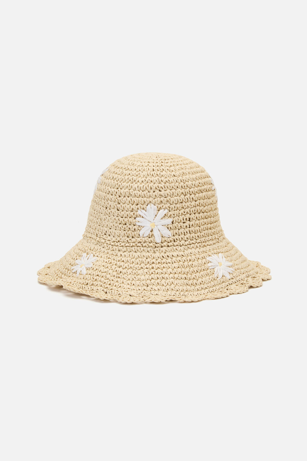 Princess Highway - Daisy Embroidery Straw Hat - natural