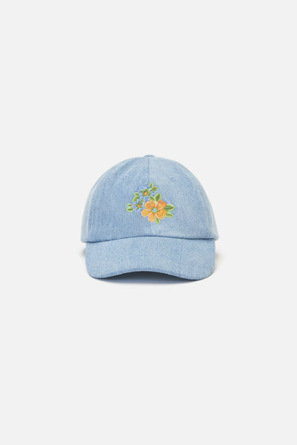 Princess Highway - Washed Embroidered Floral Cap - blue