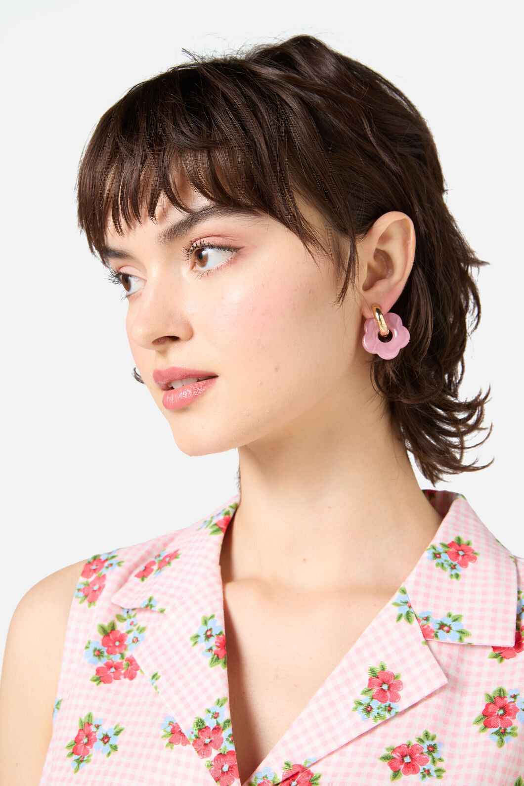 Princess Highway - Pink Hoop Daisy Earrings - pink