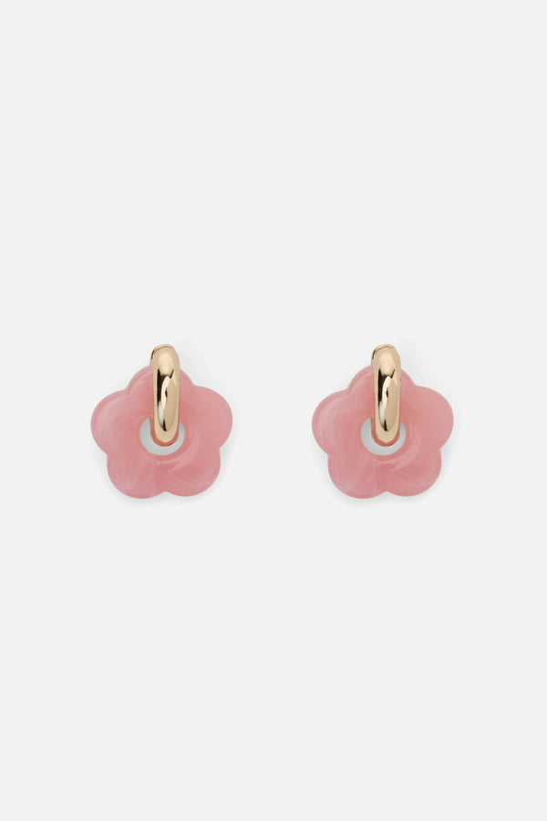 Princess Highway - Pink Hoop Daisy Earrings - pink