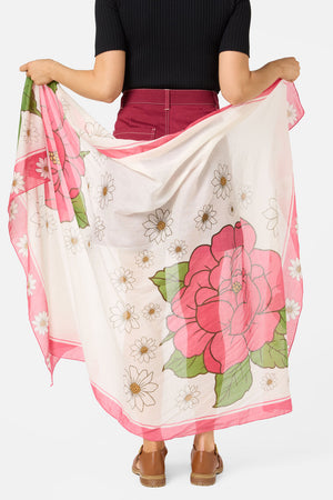 Princess Highway - Floral Fields Cotton Sarong - cream