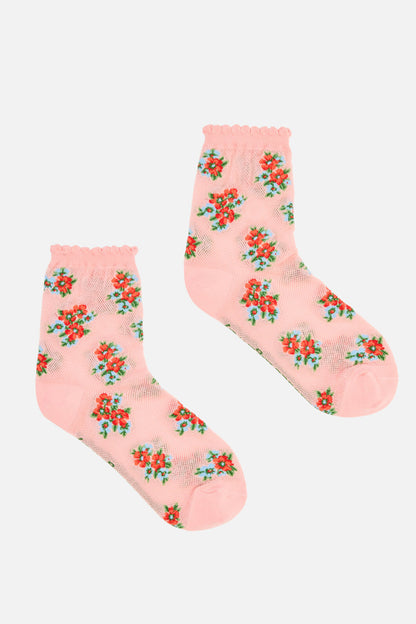 Princess Highway - Gingham Floral Socks - pink
