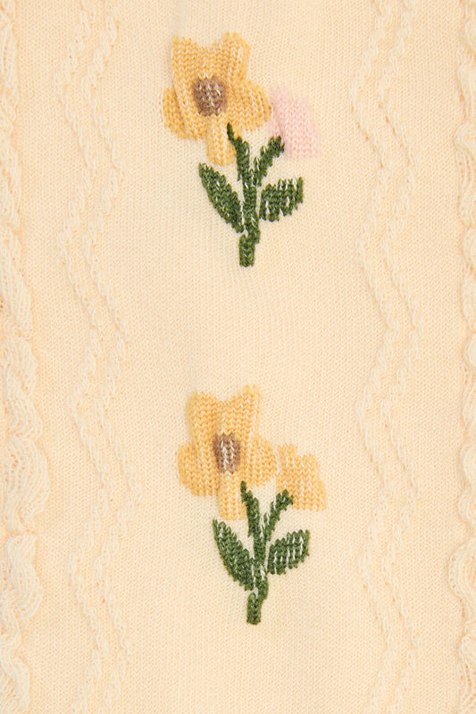Princess Highway - Textured Flower Socks - cream