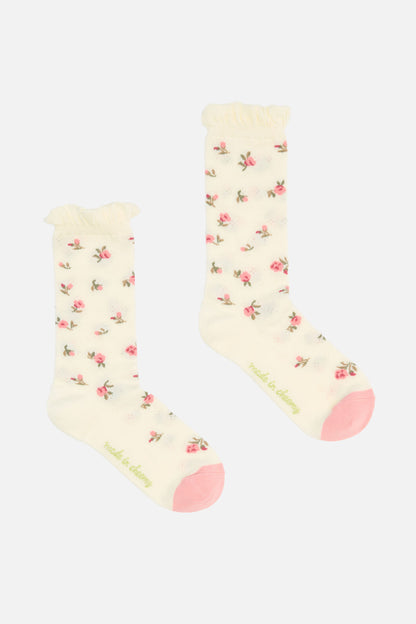 Princess Highway - Pointelle & Floral Socks - cream