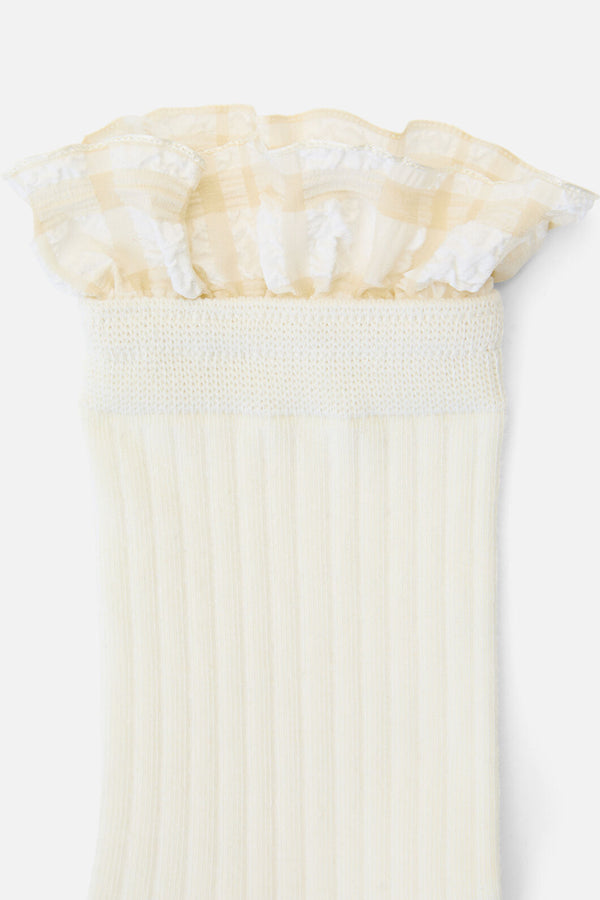 Princess Highway - Cream Rib Frill Sock - cream