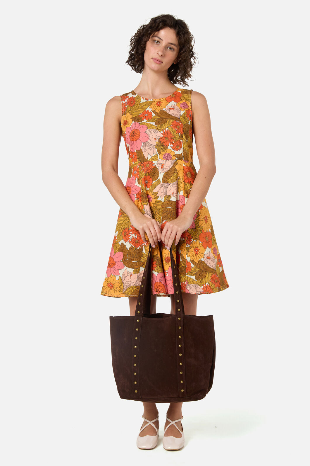 Princess Highway - Faux Suede Stud Tote - chocolate