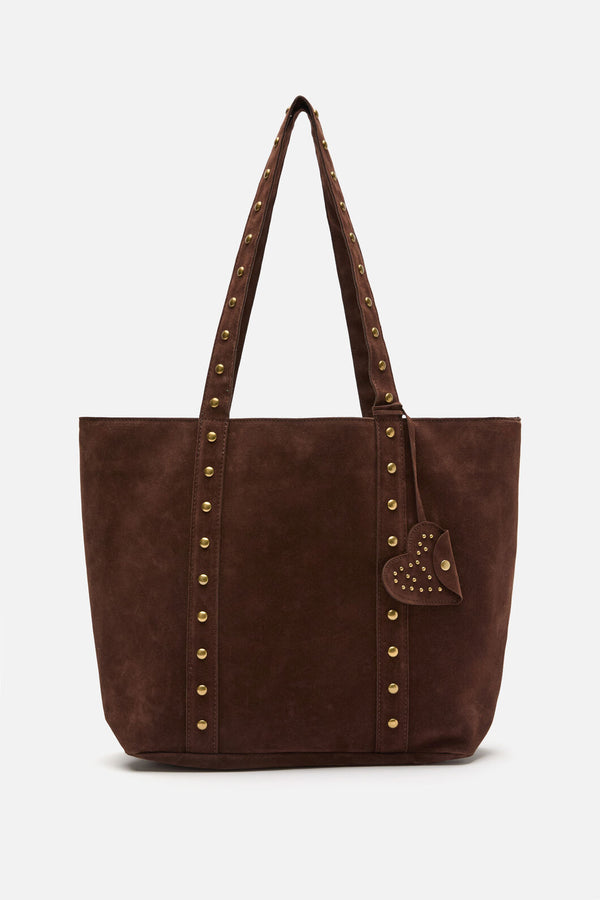 Princess Highway - Faux Suede Stud Tote - chocolate