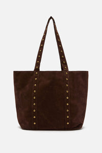 Princess Highway - Faux Suede Stud Tote - chocolate