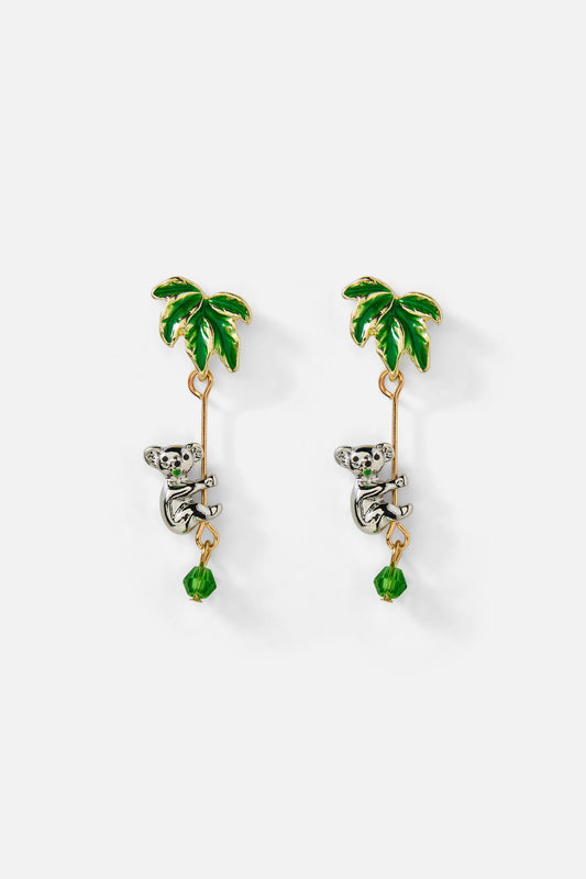 Princess Highway - Koala In The Tree Earrings - green