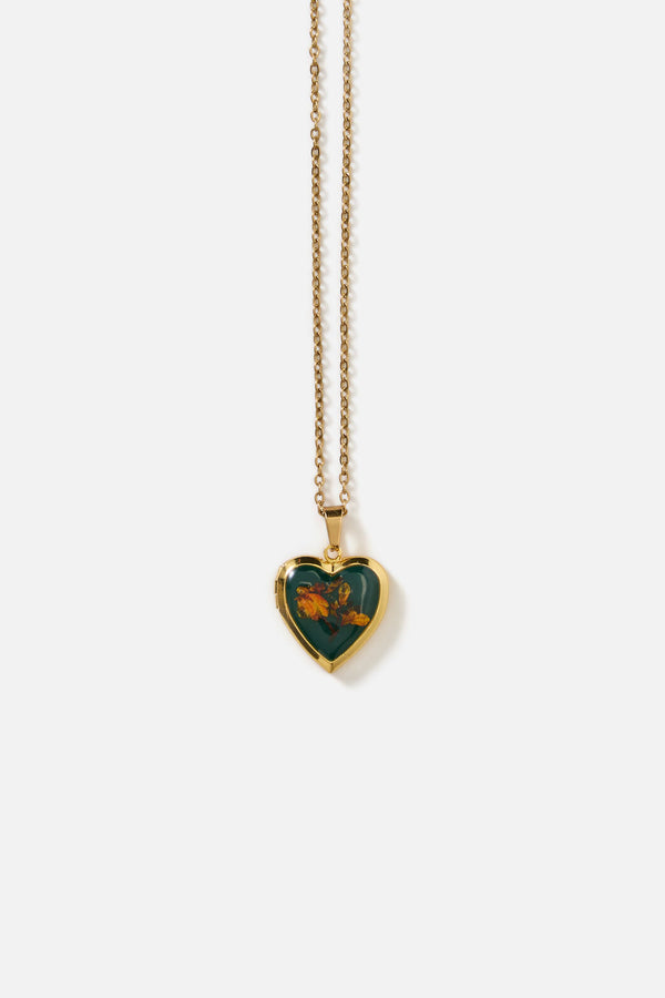 Princess Highway - Floral Heart Locket - teal
