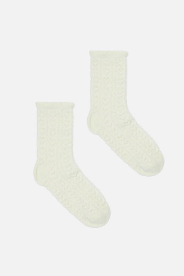 Princess Highway - Textured Heart & Frill Sock - cream