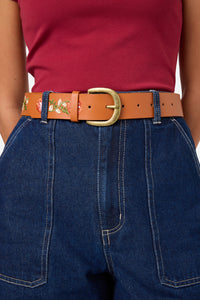 Princess Highway - Embroidered Stud Belt - tan