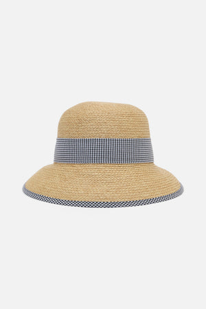 Princess Highway - Gingham Trim Straw Hat - natural